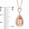 Pear-Shaped Morganite and 0.23 CT. T.W. Diamond Pendant in 14K Rose Gold