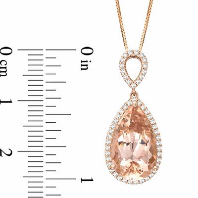 Pear-Shaped Morganite and 0.23 CT. T.W. Diamond Pendant in 14K Rose Gold