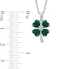 Heart-Shaped Lab-Created Emerald and  White Sapphire Clover Pendant in Sterling Silver