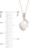 Thumbnail Image 1 of 7.5-8.0mm Freshwater Cultured Pearl and Diamond Accent Swirl Pendant in 10K Gold