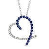 Thumbnail Image 0 of Lab-Created Blue and White Sapphire Heart Pendant in Sterling Silver
