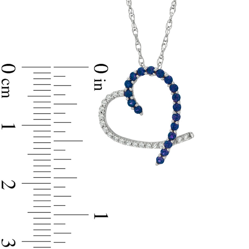 Lab-Created Blue and White Sapphire Heart Pendant in Sterling Silver