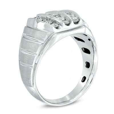 Men's 1.00 CT. T.W. Diamond Stripe Ring in 10K White Gold