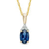 Thumbnail Image 0 of Oval Blue Sapphire and Diamond Accent Pendant in 14K Gold