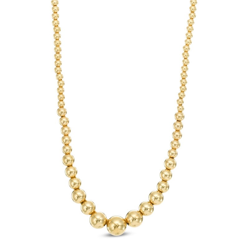 Graduated Bead Necklace in 10K Gold - 17"|Peoples Jewellers