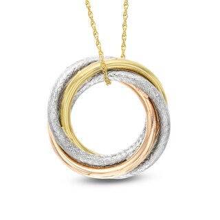 Love Knot Pendant in 10K Tri-Tone Gold