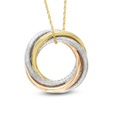 Love Knot Pendant in 10K Tri-Tone Gold