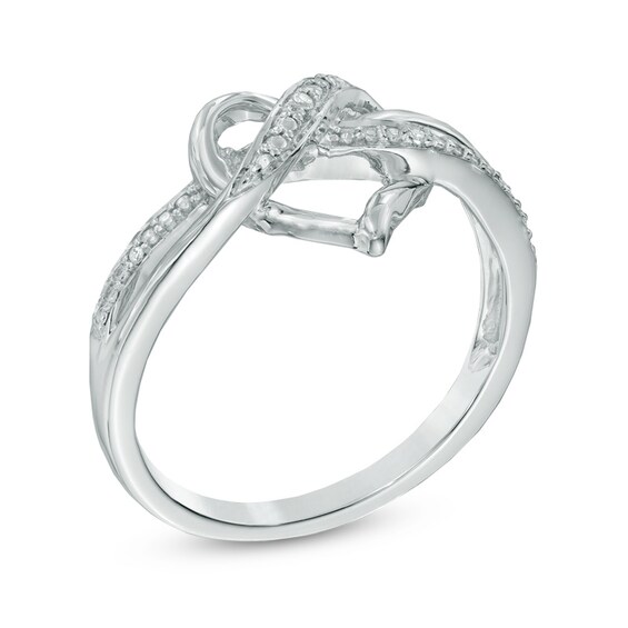 Diamond Accent Swirled Heart Ring in Sterling Silver