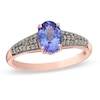 Oval Tanzanite and 0.10 CT. T.W. Enhanced Champagne Diamond Ring in 10K Rose Gold