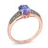 Oval Tanzanite and 0.10 CT. T.W. Enhanced Champagne Diamond Ring in 10K Rose Gold