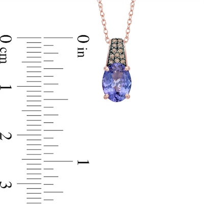 Oval Tanzanite and Enhanced Champagne Diamond Accent Pendant in 10K Rose Gold