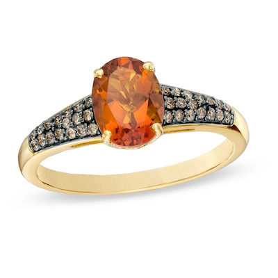 Oval Madeira Citrine and 0.10 CT. T.W. Enhanced Champagne Diamond Ring in 10K Gold