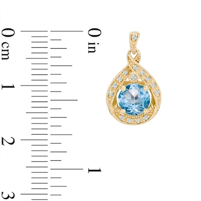 6.0mm Swiss Blue Topaz and Lab-Created White Sapphire Earrings in Sterling Silver with 14K Gold Plate