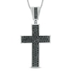 Thumbnail Image 0 of Men's 0.24 CT. T.W. Black Diamond Cross Pendant in Sterling Silver - 22"