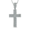 Thumbnail Image 1 of Men's 0.15 CT. T.W. Diamond Cross Pendant in Sterling Silver - 22&quot;