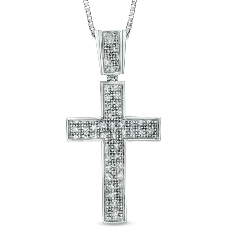 3ct Diamond Platinum Silver store Mens Cross Necklace 18