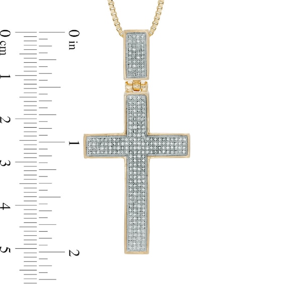 Men's 0.09 CT. T.W. Diamond Cross Pendant in Sterling Silver with 14K Gold Plate - 22"