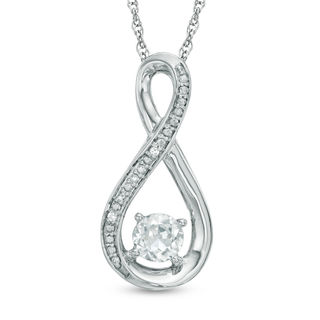 5.0mm Lab-Created White Sapphire and Diamond Accent Infinity Pendant in Sterling Silver