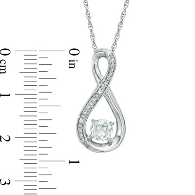 5.0mm Lab-Created White Sapphire and Diamond Accent Infinity Pendant in Sterling Silver