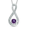 Thumbnail Image 0 of 5.0mm Amethyst and Diamond Accent Infinity Pendant in Sterling Silver