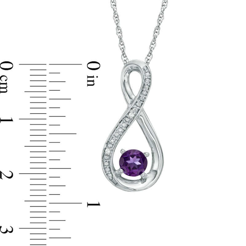 5.0mm Amethyst and Diamond Accent Infinity Pendant in Sterling Silver