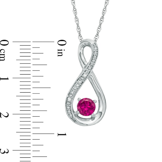 5.0mm Lab-Created Ruby and Diamond Accent Infinity Pendant in Sterling Silver