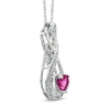 Thumbnail Image 1 of 5.0mm Heart-Shaped Lab-Created Ruby and Diamond Accent Mom Heart Pendant in Sterling Silver
