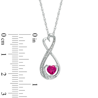 5.0mm Heart-Shaped Lab-Created Ruby and Diamond Accent Mom Heart Pendant in Sterling Silver