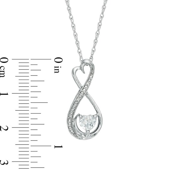 5.0mm Heart-Shaped White Lab-Created Sapphire and Diamond Accent Mom Heart Pendant in Sterling Silver