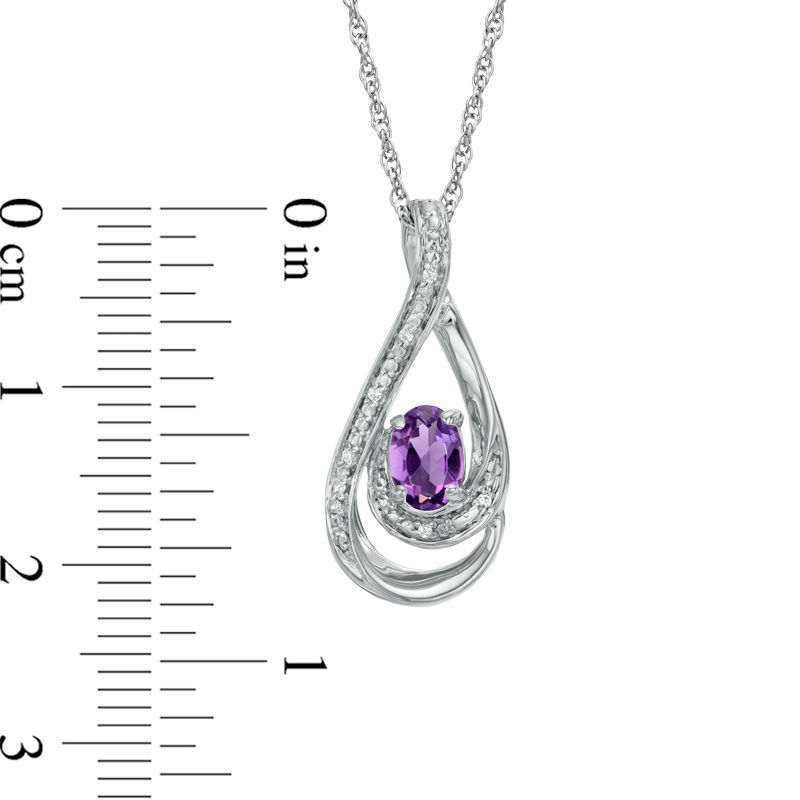 Oval Amethyst and Diamond Accent Loop Pendant in Sterling Silver