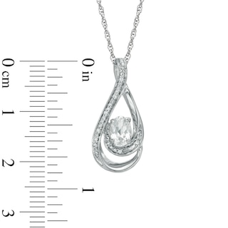 Oval Lab-Created White Sapphire and Diamond Accent Loop Pendant in Sterling Silver