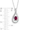 Oval Lab-Created Ruby and Diamond Accent Loop Pendant in Sterling Silver