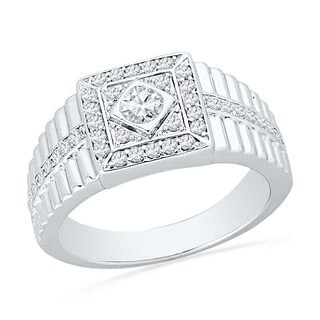 Men's 0.50 CT. T.W. Diamond Square Ring in 10K White Gold