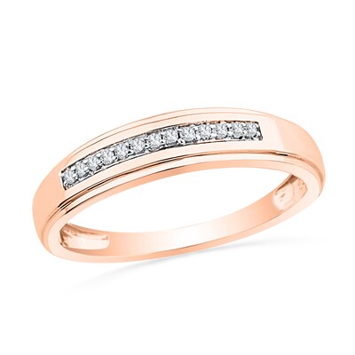 Men's 0.10 CT. T.W. Diamond Wedding Band in 10K Rose Gold