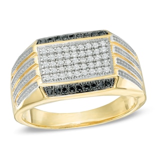 Men's 0.33 CT. T.W. Black and White Diamond Ring in 10K Gold