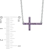 Amethyst Sideways Cross Necklace in Sterling Silver