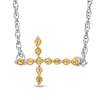 Thumbnail Image 1 of Citrine Sideways Cross Necklace in Sterling Silver