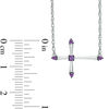 Thumbnail Image 1 of Amethyst Sideways Cross Necklace in Sterling Silver