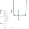 Aquamarine Sideways Cross Necklace in Sterling Silver