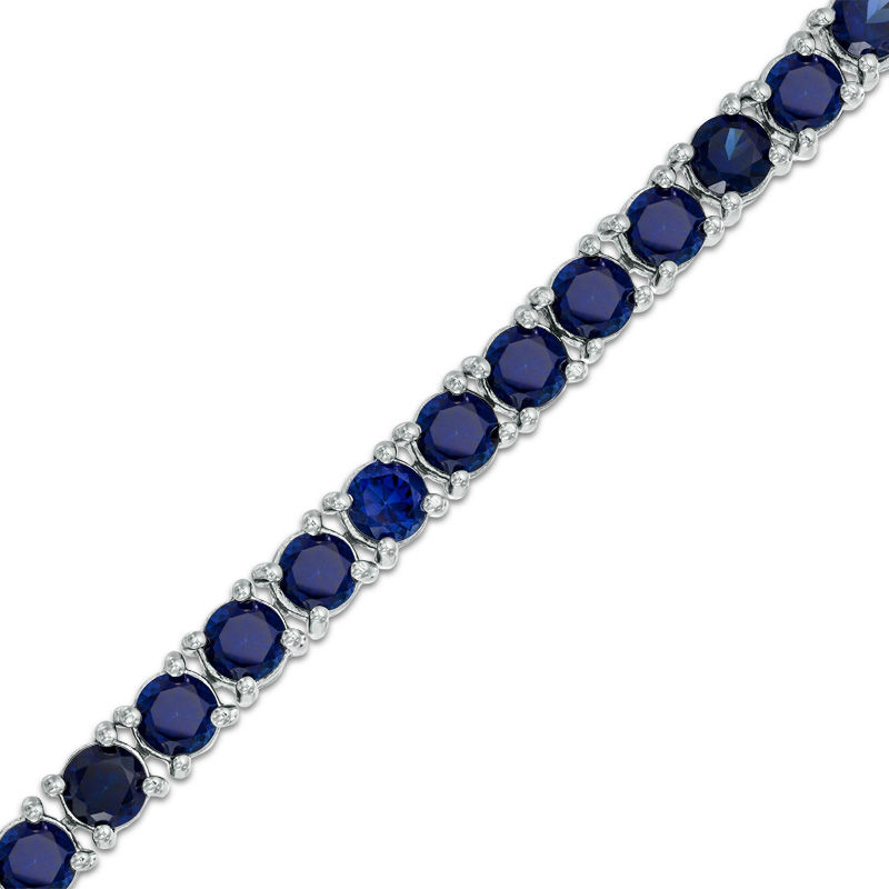 Lab-Created Blue Sapphire Tennis Bracelet in Sterling Silver - 7.5"|Peoples Jewellers