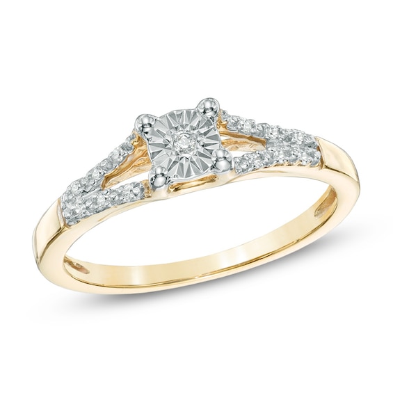 Diamond Accent Split Shank Promise Ring in 10K Gold | Peoples Jewellers