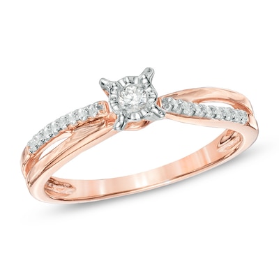 0.25 CT. T.W. Diamond Split Shank Promise Ring in 10K Rose Gold