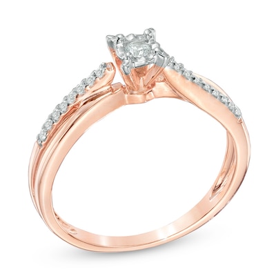 0.25 CT. T.W. Diamond Split Shank Promise Ring in 10K Rose Gold