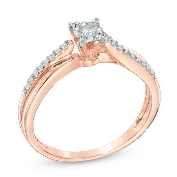 0.25 CT. T.W. Diamond Split Shank Promise Ring in 10K Rose Gold