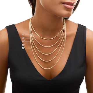 Ladies' 0.76mm Rope Chain Necklace in Solid 14K White Gold - 16"