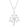 Thumbnail Image 0 of White Lab-Created Sapphire Maple Leaf Pendant in Sterling Silver