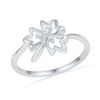 Thumbnail Image 0 of Lab-Created White Sapphire Maple Leaf Ring in Sterling Silver