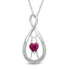 5.0mm Heart-Shaped Lab-Created Ruby and Diamond Accent "MOM" Infinity Pendant in Sterling Silver