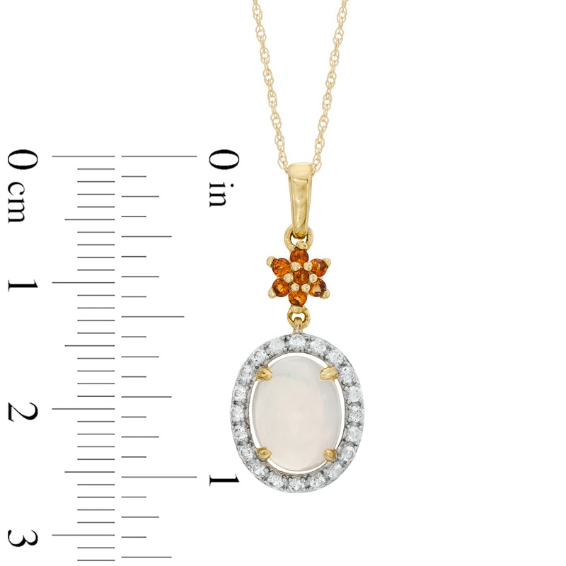 Oval Opal, Madeira Citrine and Lab-Created White Sapphire Pendant in 10K Gold