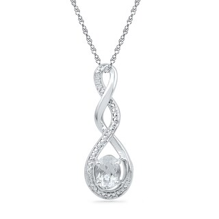 Oval Lab-Created White Sapphire and Diamond Accent Infinity Twist Pendant in Sterling Silver